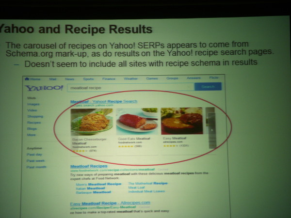 Carousel of Images in Yahoo! Recipe Search Results