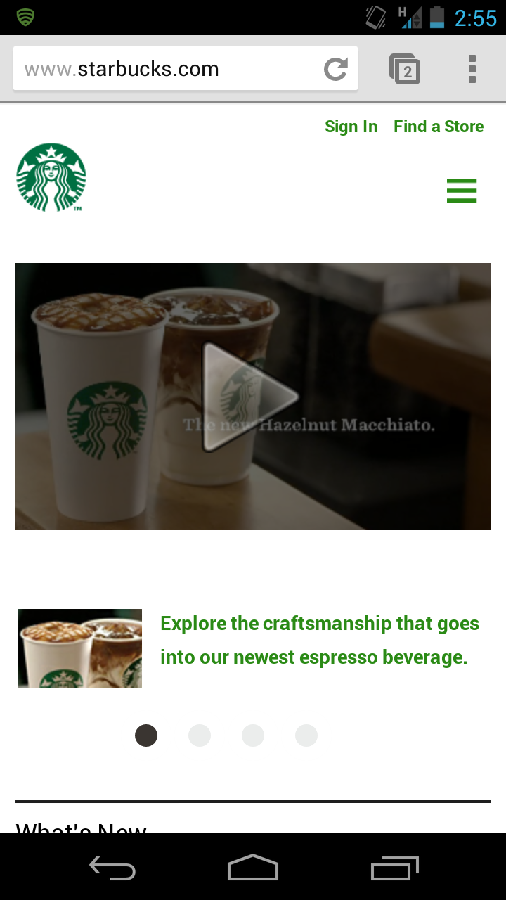 Starbucks does a nice job at highlighting the Store Locator given their users' tendency to search for a store near them, but their information architecture has other problems when it comes to searchers.