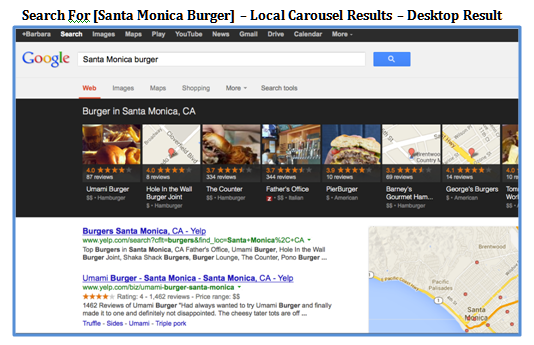 Search Santa Monica Burger  Local Carousel Results