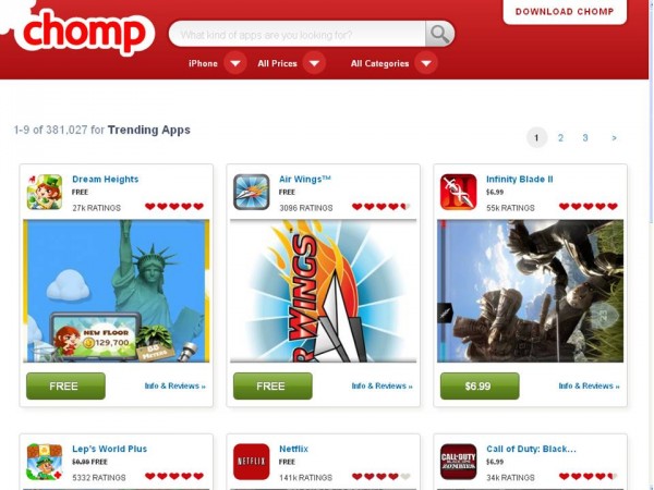 Chomp Shows Apps Trending In Popularity And Algorithmically Selects Categories