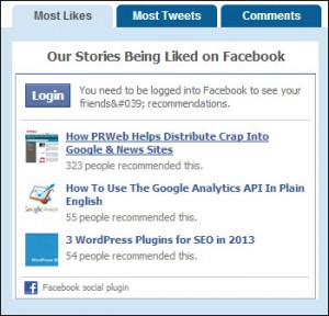 An example of a popular posts widget on Search Engine Land.